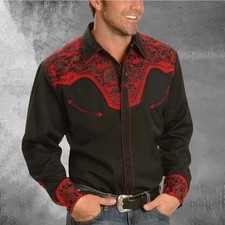 Cowboy Western Shirt Men's Funky Fashion Patterned Fun Long Sleeve Shirts Trendi
