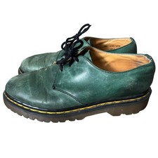 Vintage 90s Doc Martens Oxford Shoes Green Leather Made in England Size 6