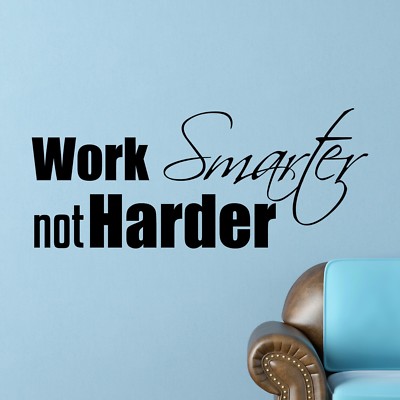 Trabaje de manera más inteligente inspiradoras de la etiqueta de la Pared Decoración De Pared Arte Citar Oficina Motivacionales