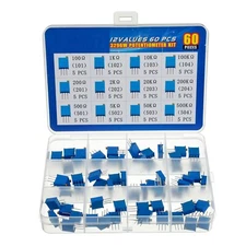 60-Pcs 100 to 500K ohm 3296W Multiturn Trimmer Potentiometer Assortment Kit