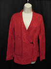 Hofius Wickel Strickjacke Pullover rot weich Wolle Baumwolle Strick Gr. S kleine Lagenlook