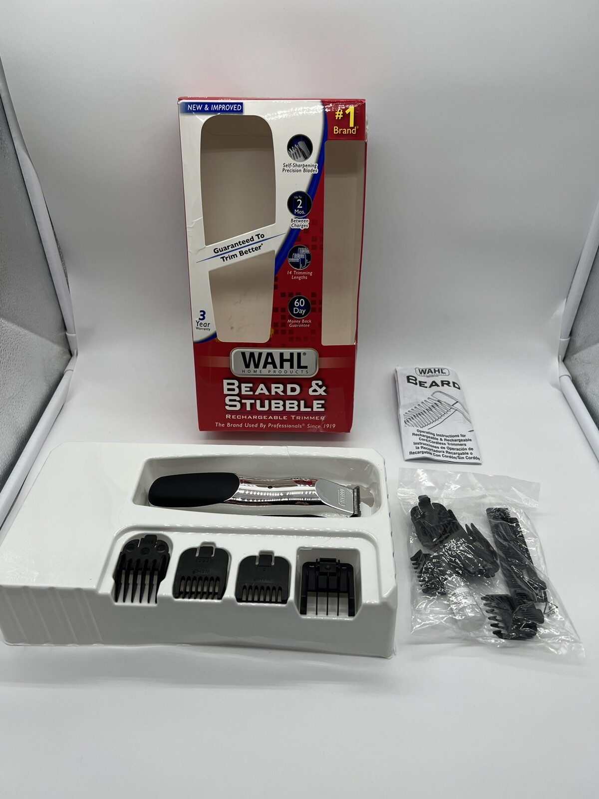 Cordless Rechargeable Beard Trimmer for Men with Self-Sharpening Blades Travel