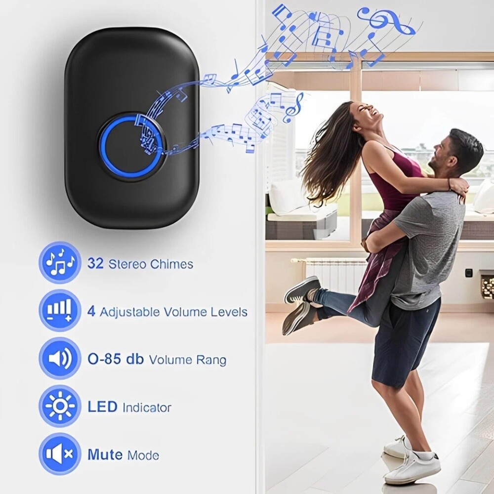 Wireless Doorbells - Adjustable Volume with Led Indicator 32 Chimes 4 Volume USA
