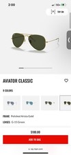 AUTHENTIC NEW Polarized Green Ray-BanRB3025 Aviator Men's Sunglasses -Gold Frame