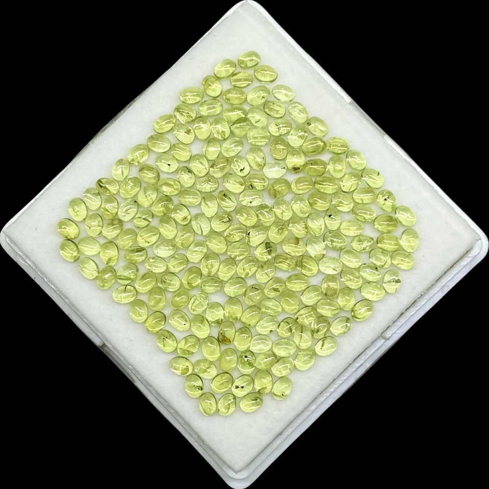 100 Stück Natürlich Peridot 4x3mm Oval Cabochonschliff Lose Unbehandelt Steine - Bild 4 von 4