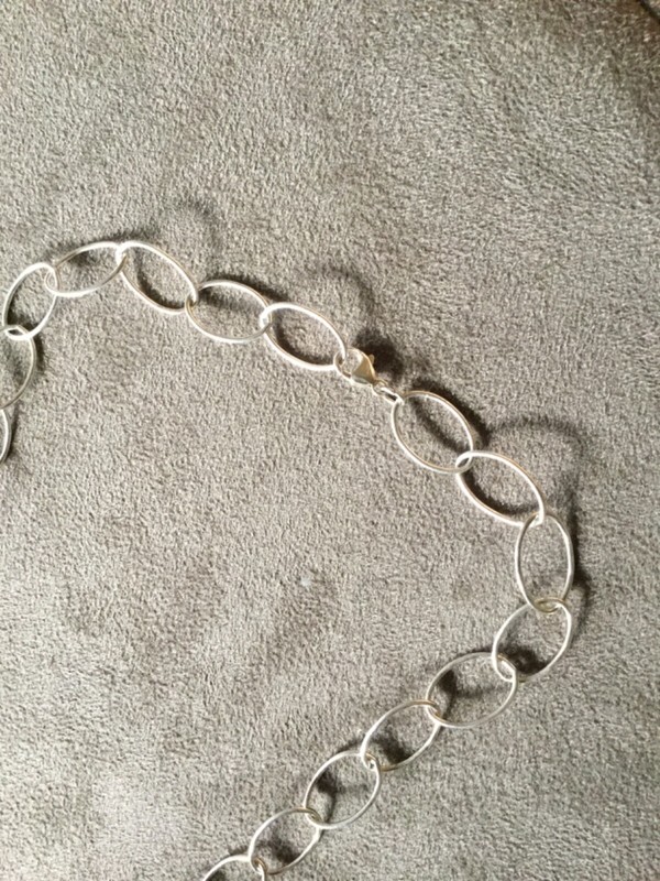 Sweet Sterling Silver Necklace BIG Oval Links Simple & Elegant 25 Inch Long