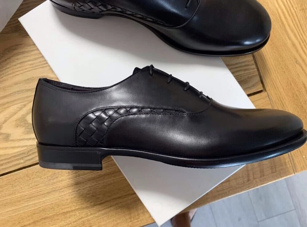 $890 Bottega Veneta Mens Dress Shoes Leather Black Oxford Lace Up ef2023