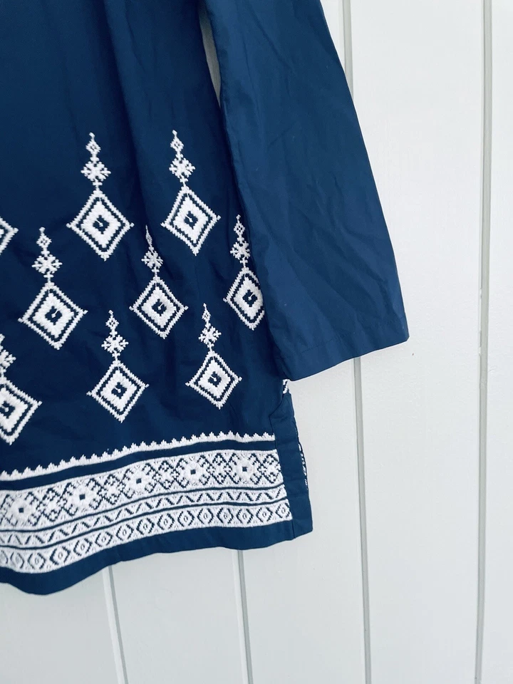 Vestido Athleta XS Desierto Diamante Túnica Kimssa Azul Marino Bordado Cuello en V Boho Foto 2 de 4