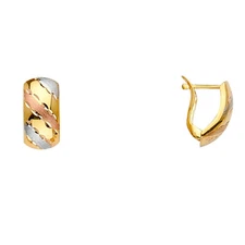 Wellingsale 14k Tri Color Gold 6mm Half Huggie Hoop Earrings (13 x 10 mm)