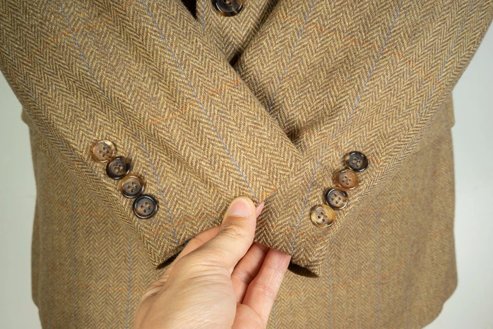 Kiton Napoli Pure Wool Brown Beige Mens Jacket Blazer Size 52 - Image 4 of 4