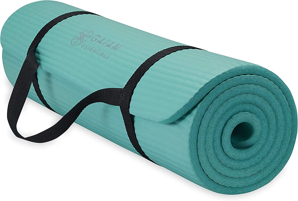 Gaiam Essentials Premium Yoga Mat w/Carry Sling, Teal, 72 x 24 x 1