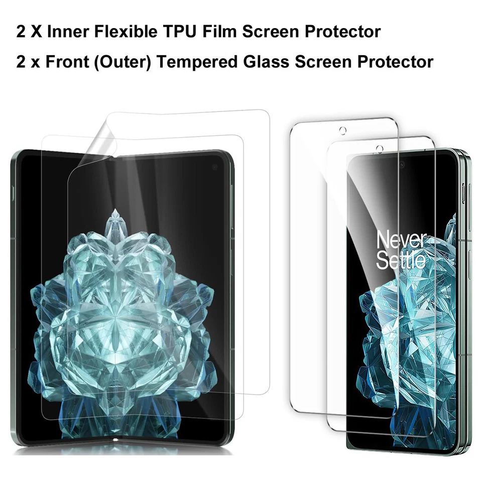 For OnePlus Open Retro Leather Card Holder Wallet Flip Case + Screen Protector - Image 2 of 4