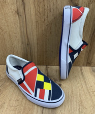Polo Ralph Lauren Landyn Shoes Junior Boys Size 4 Red Blue White Canvas Slip Ons