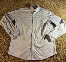 Eddie Bauer Men s Med Blue Dress Shirt Long Sleeve Button Up Wrinkle Resistant