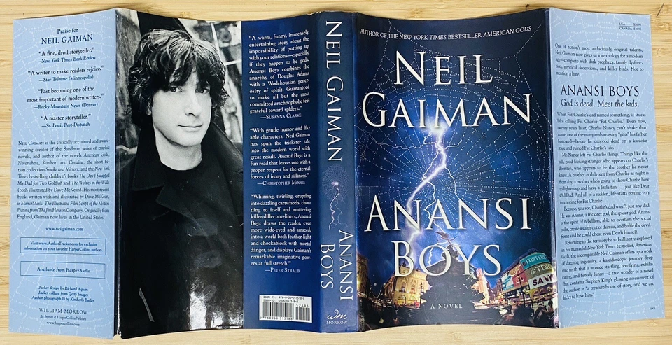 Anansi Boys от Neil Gaiman (2005) 1-е издание 1-е издание печать в твердом переплете DJ - Изображение 3 из 4