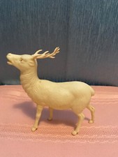 Vintage Christmas Celluloid Reindeer 4.5" Small White Deer Irwin USA