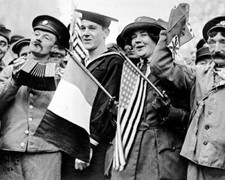 A Gob, Two Tommies, and a Red Cross Girl in Paris on Armistice Day Paris Photo