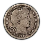 1911-D 25c Silver Barber Quarter - VG Semi Key Date - SKU-T4772