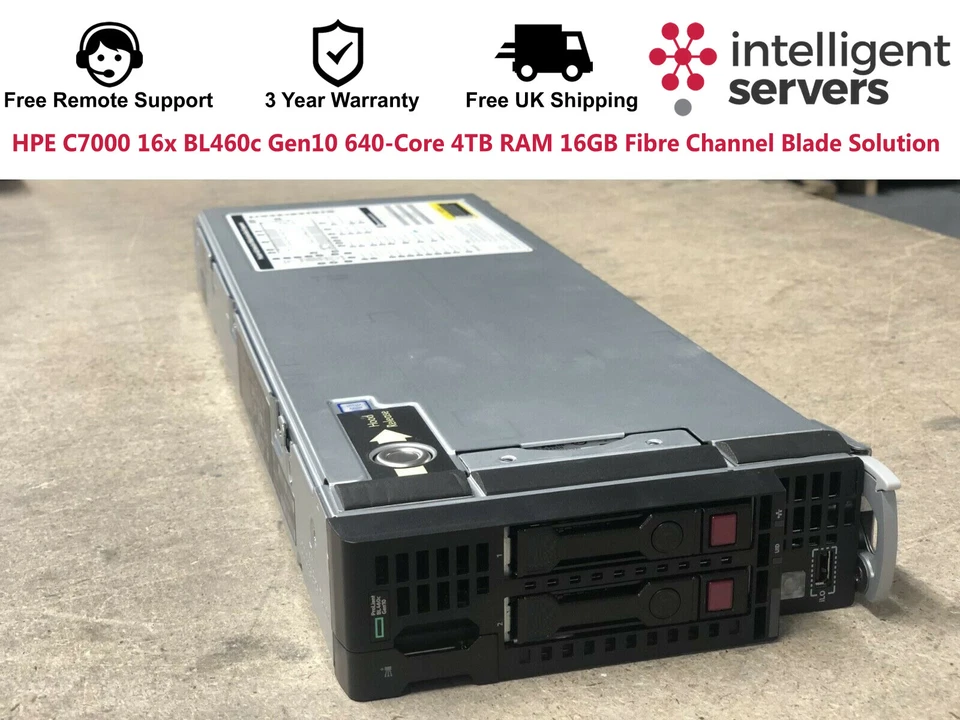 HPE C7000 16x BL460c Gen10 640-Core 4TB RAM 16GB Fibre Channel Blade Solution - Image 3 of 3