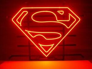Neon Superman Logo Lumière Nuit Lampe-DEL Tube Fluorescent signe Chambre À Coucher Table