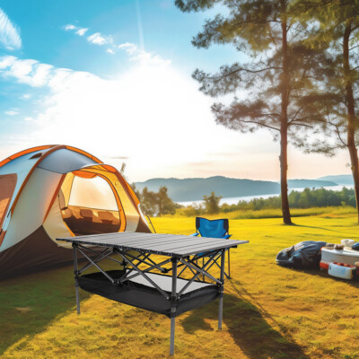 Outdoor Portable Folding Aluminum Camping Table with Bag for Picnic BBQ Desk