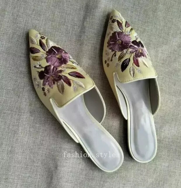 PANTOFOLA D’ORO Pantofole donna a punta slide floreali ballerine mules ricamo scarpe casual taglia