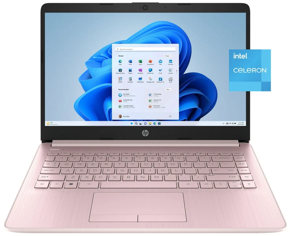 HP Stream Laptop 14" Micro-Edge HD Celeron N4120 4GB 64GB eMMC Cam Win 11 S Pink