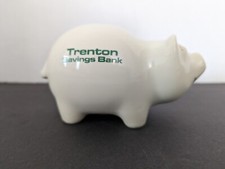 Vintage Advertising Pig Pottery Piggy Bank Trenton Savings Bank