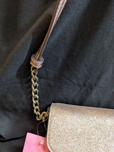 Kate Spade Tinsel Glitter Fabric Flap Crossbody Bag Rose Gold K9336 New - Picture 3 of 10