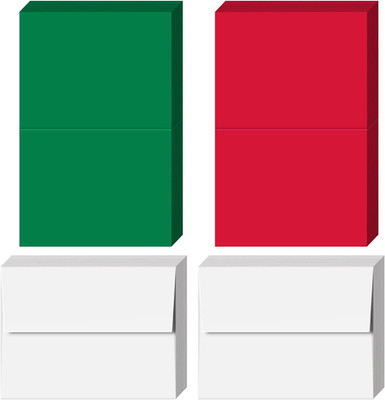 50 Tarjetas y Sobres de Navidad 5x7 pulg Rojas y Verdes para Felicitaciones DIY
