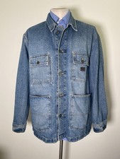 Vintage Ralph Lauren Polo Jeans Utility 90s Work Chore Denim Jacket Mens S rrl