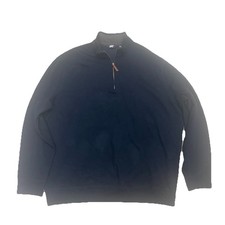 Lands End Men  s Navy Quarter Zip Pullover Sweater XXL Soft Brushed Cotton