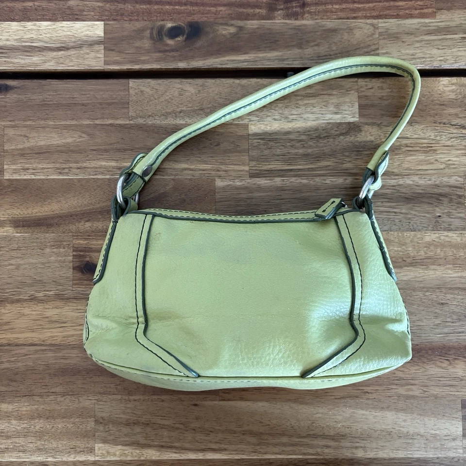 Liz Claiborne зеленый искусственной кожи маленький багет мини сумочка на плечо Y2K 2000-х - Изображение 2 из 4