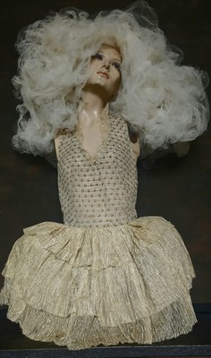Antik Vintage Angora Glasperlen detailliert Chor Theater Kostüm Kleid
