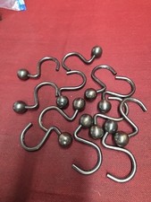 Set Of 12 Bronze Finished Ball Hook Shower Curtain Hooks