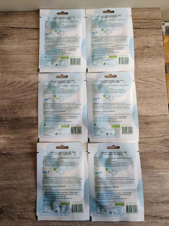 6 x Simple Hydrating Sheet Mask with Hyaluronic Acid & Pentavitin Face Dry Skin - Image 4 of 4