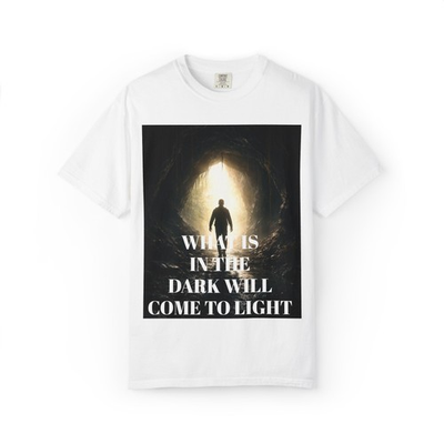#ad What Is Dawn? graphic tee silhouetted figure tunnel photo $20.68