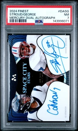 2024 TOPPS FINEST MERCURY STROUD DUAL AUTO CJ STROUD/EDDIE GEORGE 7/10 PSA 7