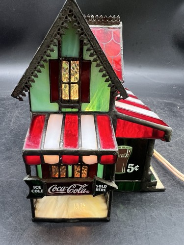 Nice 1995 Coca Cola Stained Glass Corner Store Marketed by The Franklin Mint - Picture 10 of 11