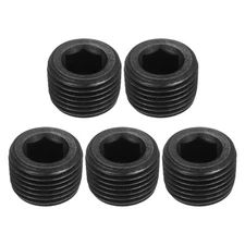 5Pcs Socket Pipe Plugs, NPT 1/2"Carbon Steel Hex Thread Pipe Caps, Black