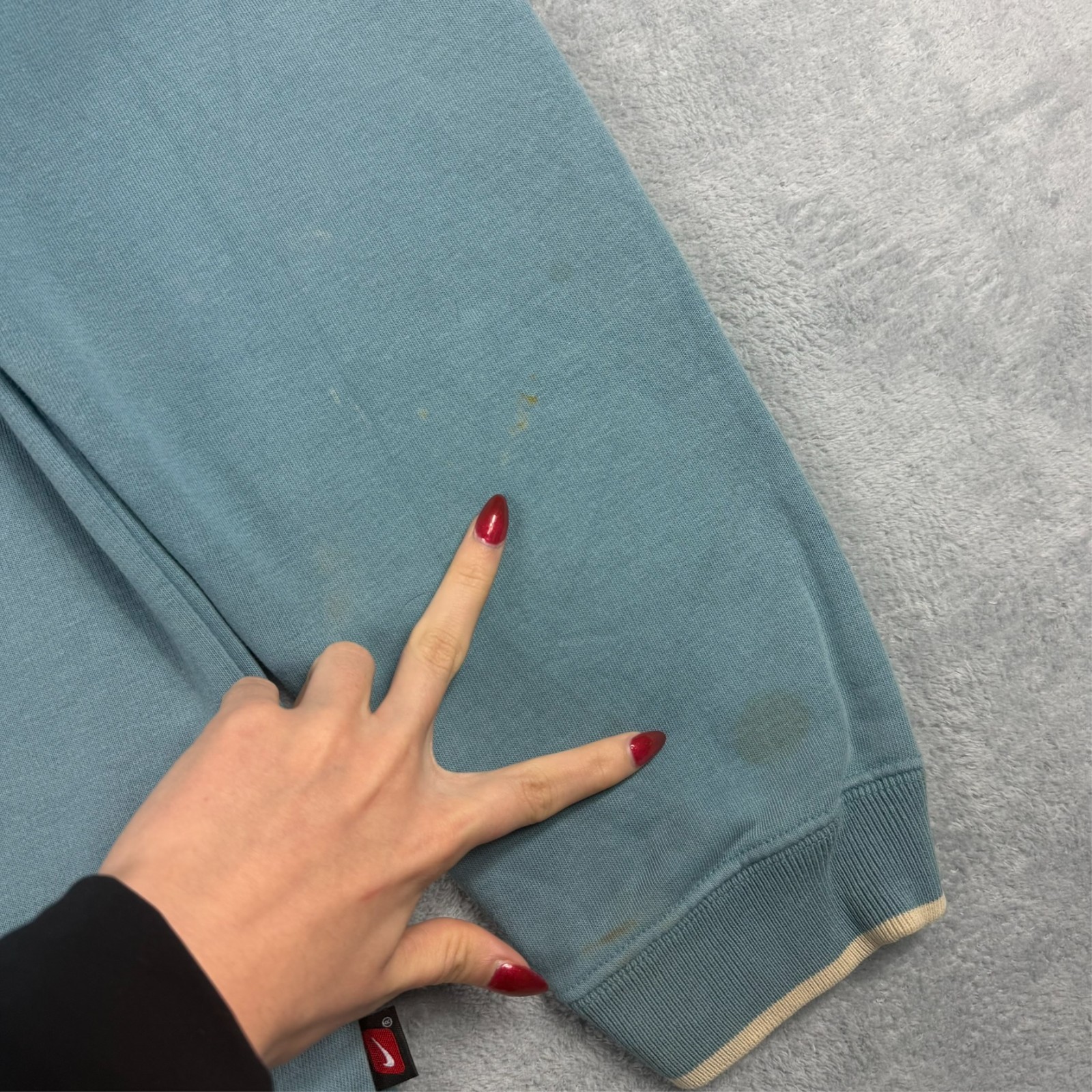 Vintage Nike 2000s Y2K Blue Double Collared Big Swoosh Small Pullover Sweatshirt image 7