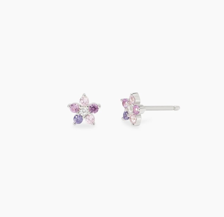 Orecchini A Lobo MABINA Fille Fleur En Argent 925 Tormaline Rose 563958