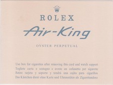 Rolex Air-King Cigarettes Card Box-Inlet engl...