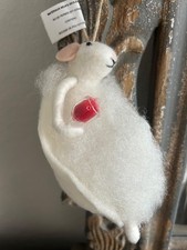 West Elm Pottery Barn White Mouse Drinking Felt Ornament