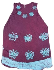 India Boutique Purple Sleeveless Tunic Dress Women’s Boho Hippie Top Embroidered