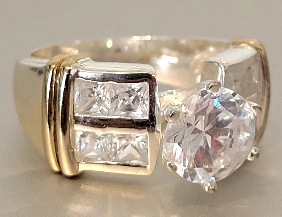 Anillo de plata de ley 925 circonita cúbica talla 7 Foto 2 de 4