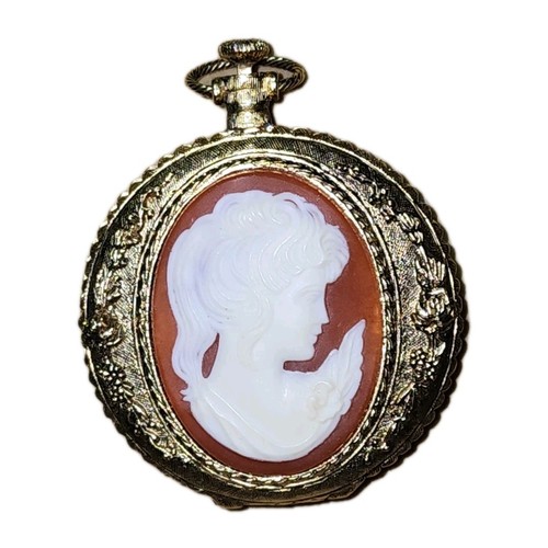 Orologio da tasca compatto vintage Max Factor cammeo polvere trucco specchio vanità stile - Foto 5 di 21