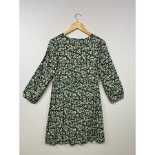 Whimsical Prairie Madewell Women XS Green Floral Long Sleeve Mini Dress