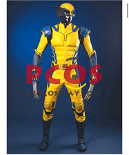 Wolverine Costume Complete Outfit Yellow/Blue Faux Leather Mask Claws Size L