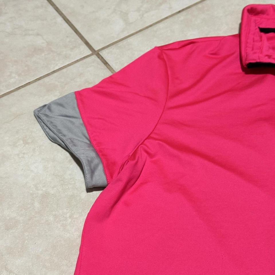 Camisa Jamie Sadock Feminina Grande Rosa Cinza Colorblock Meio Zíper Decote Simulado Blusa de Golfe - Imagem 3 de 4